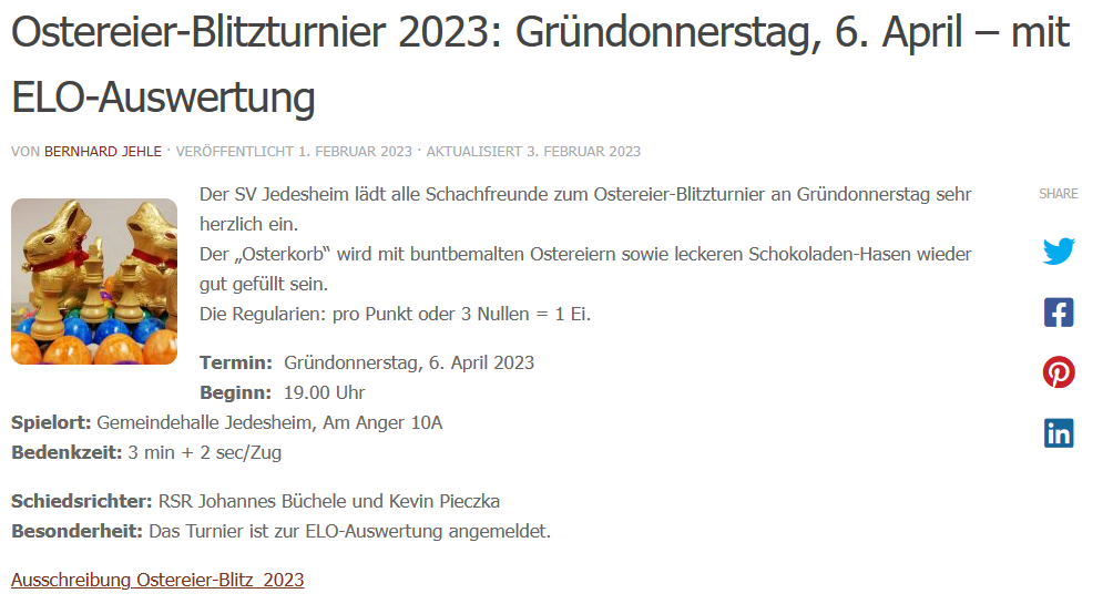 Jedesheimer Ostereier-Blitzturnier