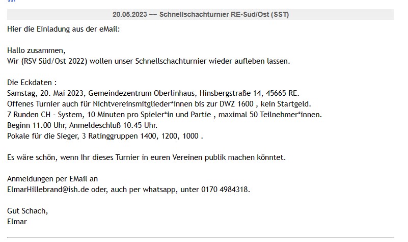 Schnellschachturnier Recklinghausen